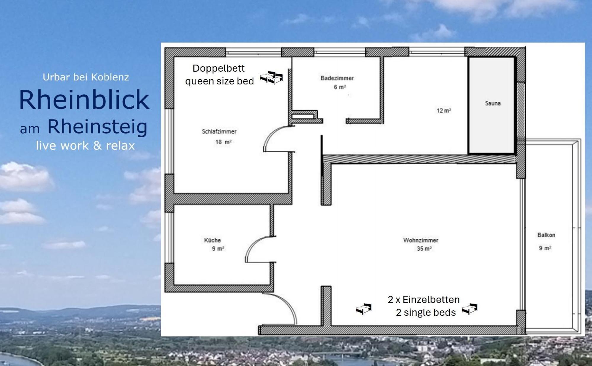 Rheinblick Am Rheinsteig Zur Festung Ehrenbreitstein Mit Balkon Und Sauna Urbar  Dış mekan fotoğraf